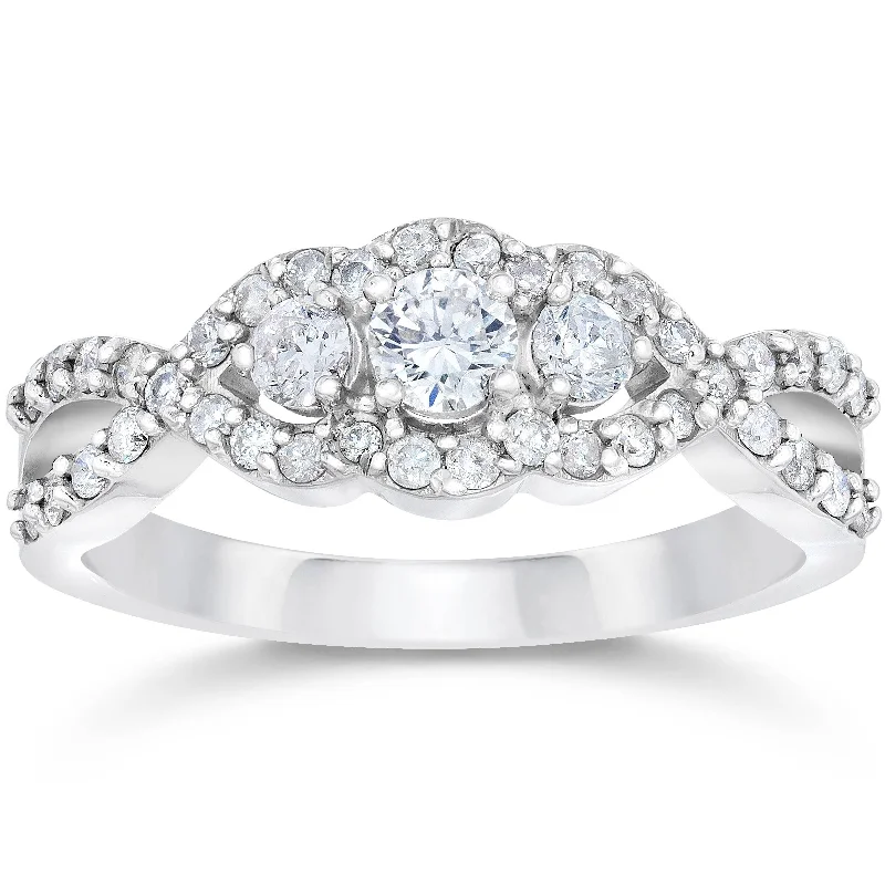 3/4ct 3-Stone Diamond Infinity Engagement Ring White Gold