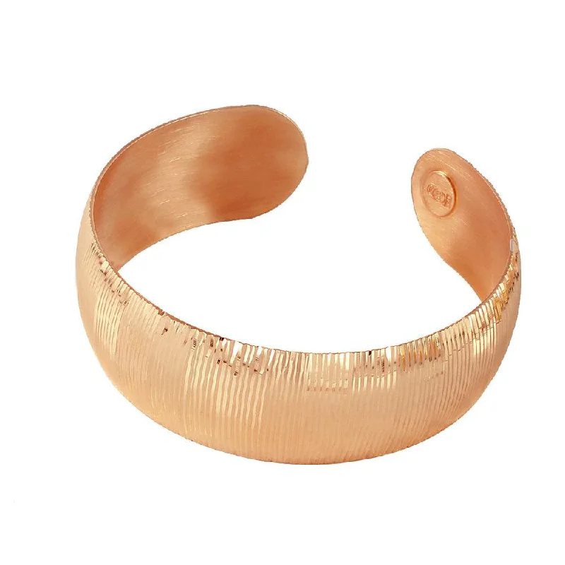 Clearance-Silver 925 Rose Gold Plated Cuff Italian Bracelet - ITB00158RGP