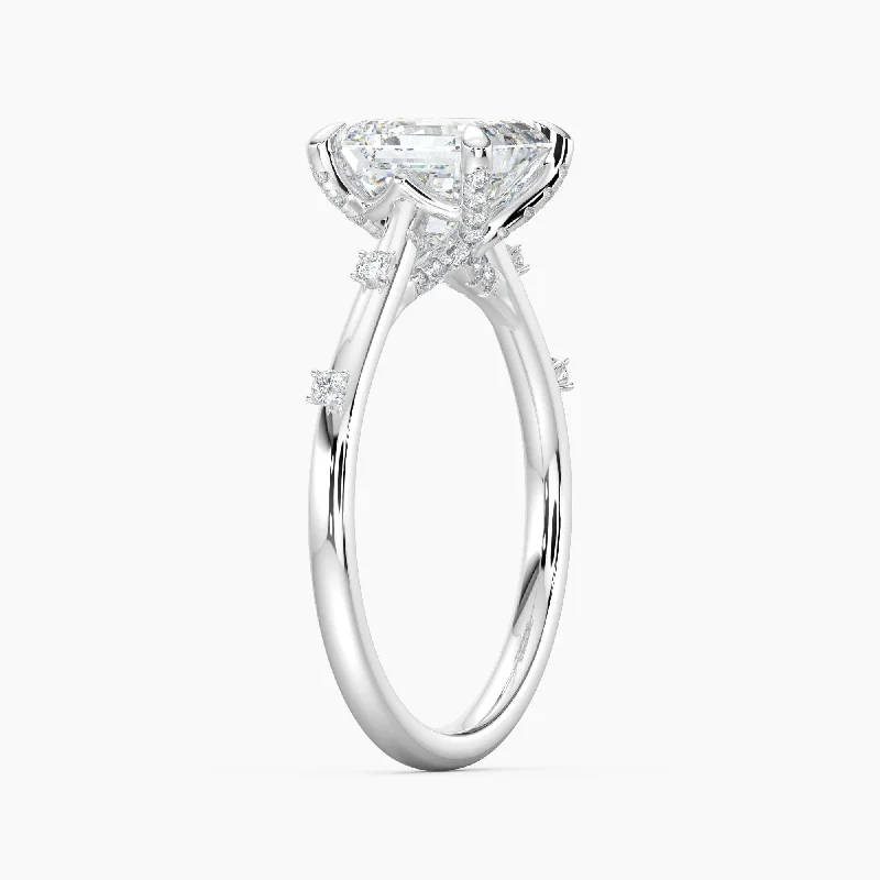 Auriya 14k Gold Petite Diamond Station Asscher Lab Grown Engagement Ring 1.00 to 5.00 ct. tw. (F-G, VS)