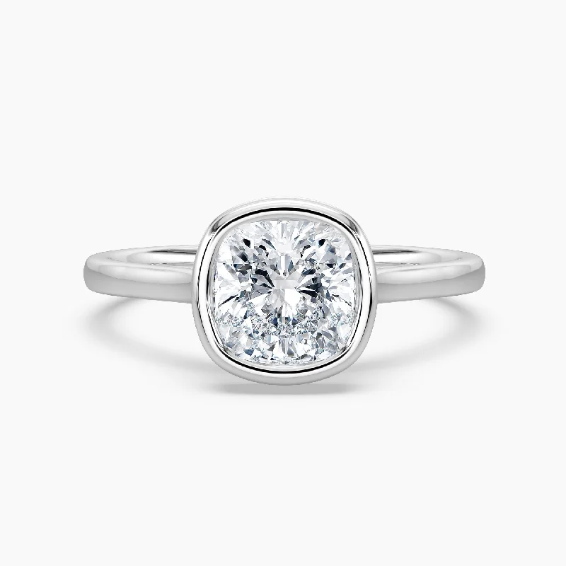 Auriya 14k Gold Lab Grown Cushion Diamond Bezel Unique Hidden Halo Engagement Ring 1.00 to 5.00 ct. tw. (F-G, VS)