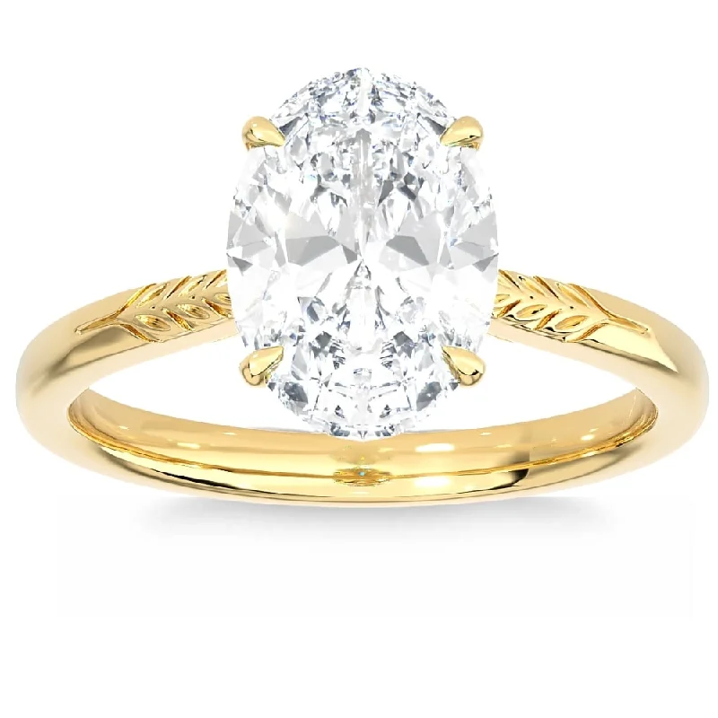 Certified 2 1/2Ct Oval Solitaire Diamond Engagement Ring in Gold Lab Grown