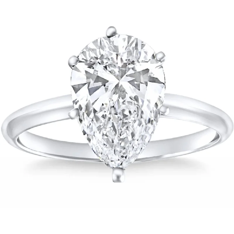 Certified 1.50Ct Pear Shape Diamond Solitaire Engagement Ring Gold Lab Grown