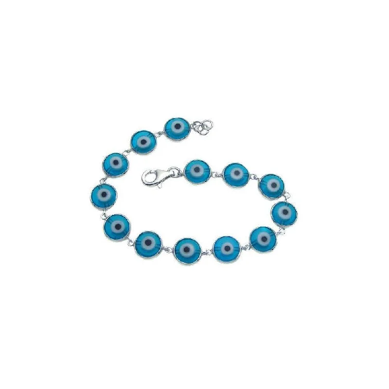 Silver 925 Rhodium Plated Evil Eye Tennis Bracelet - BGB00060