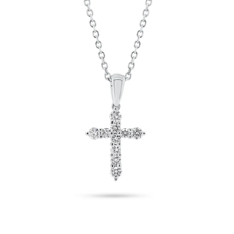 Diamond 10-Stone Small Cross Pendant