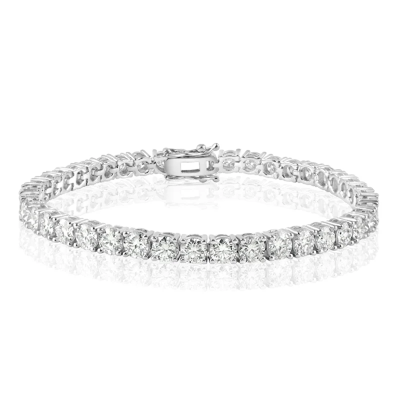 Rhodium Plated 925 Sterling Silver Moissanite Stone 4mm Tennis Bracelet - MBGB00002