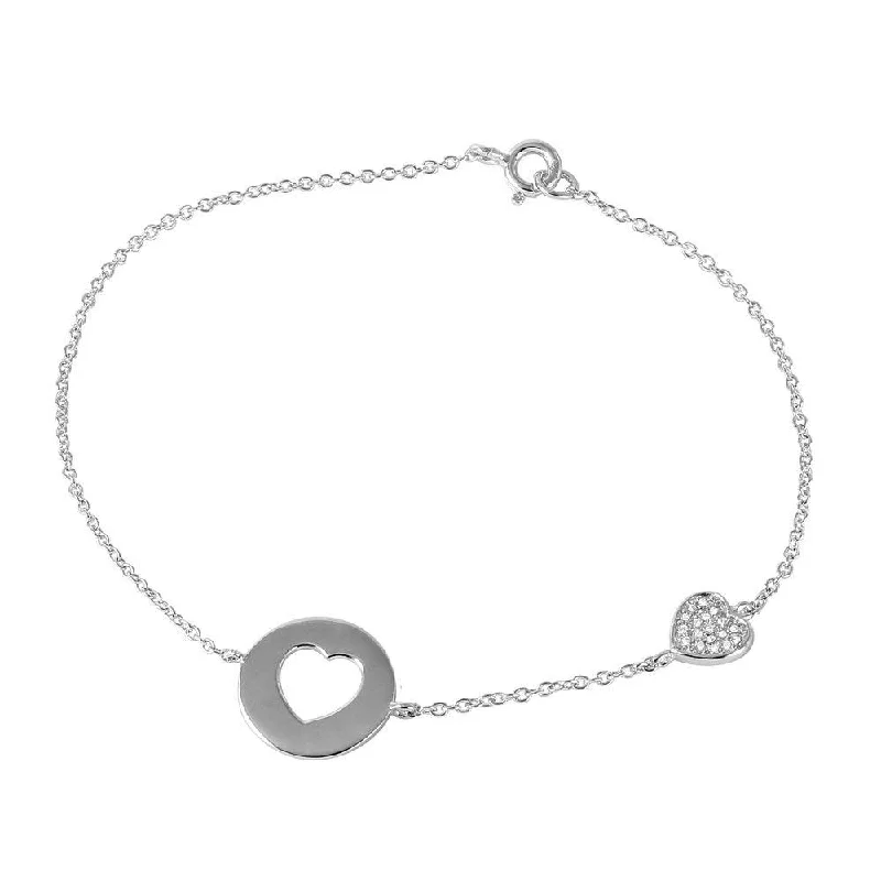 Silver 925 CZ Heart Cutout Bracelet - STB00497