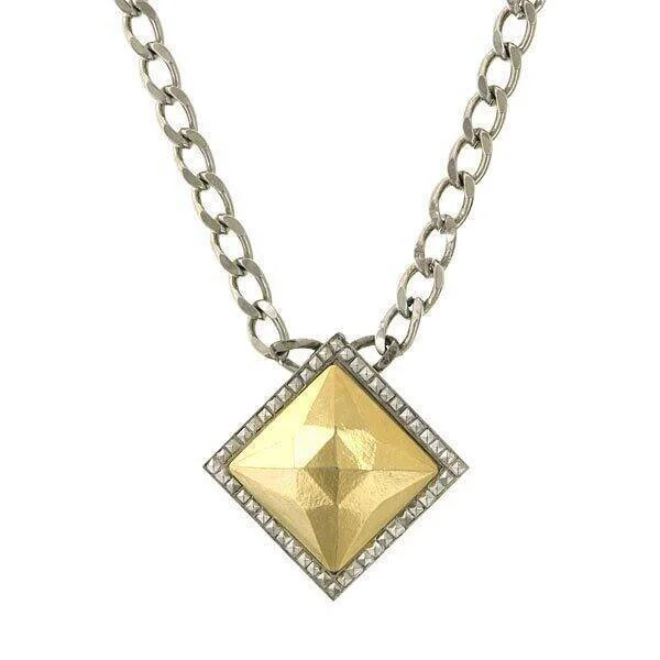 1928 Jewelry Fusion Lux Square Pendant Necklace 16" + 3" Extender