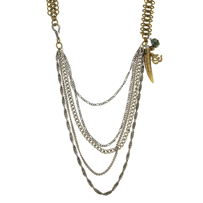 T.R.U. Metal Multi Swag Layer Charm Necklace 30"