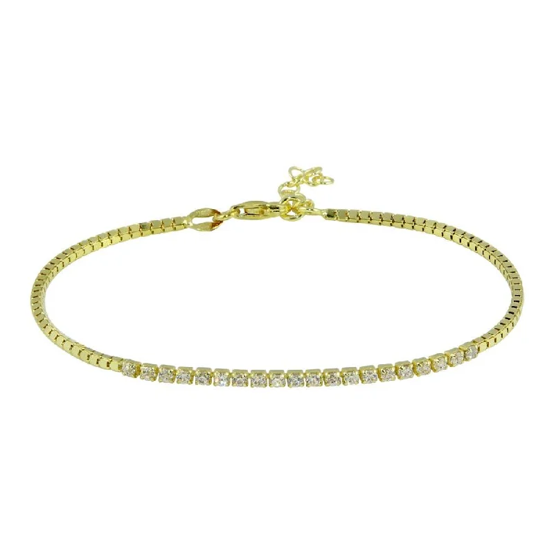 Clearance-Gold Plated 925 Sterling Silver CZ Bracelet - ECB00106GP