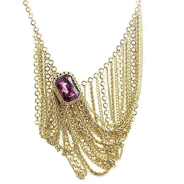 1928 Jewelry Austrian Crystal Amethyst Chain Bib Necklace 16" + 3" Extender