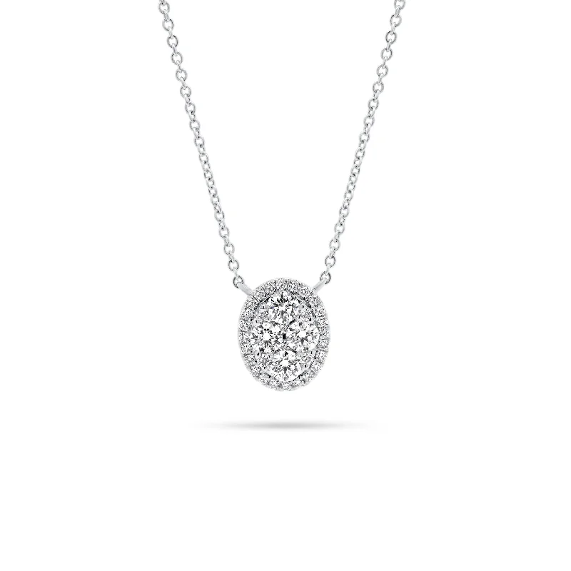 Diamond Halo Oval Pendant