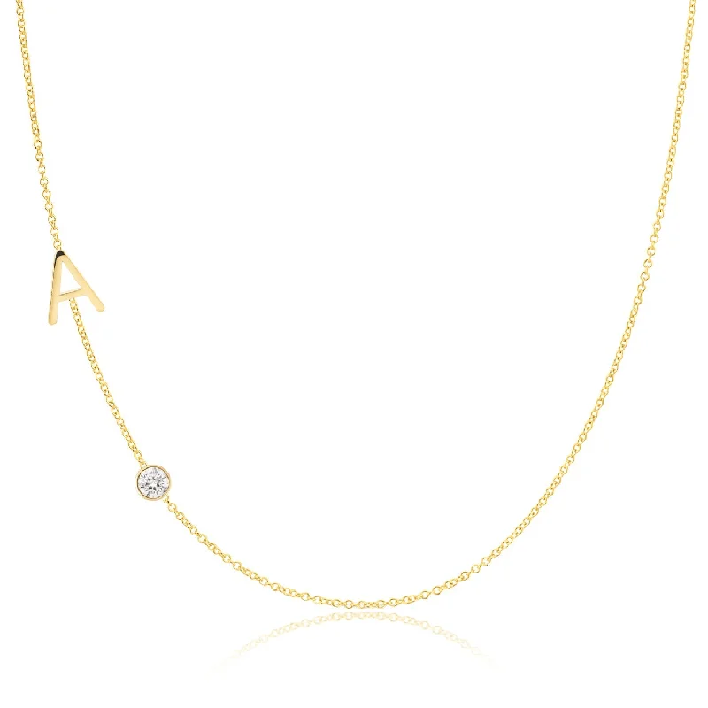 Monogram Necklace with Diamond Yellow Gold