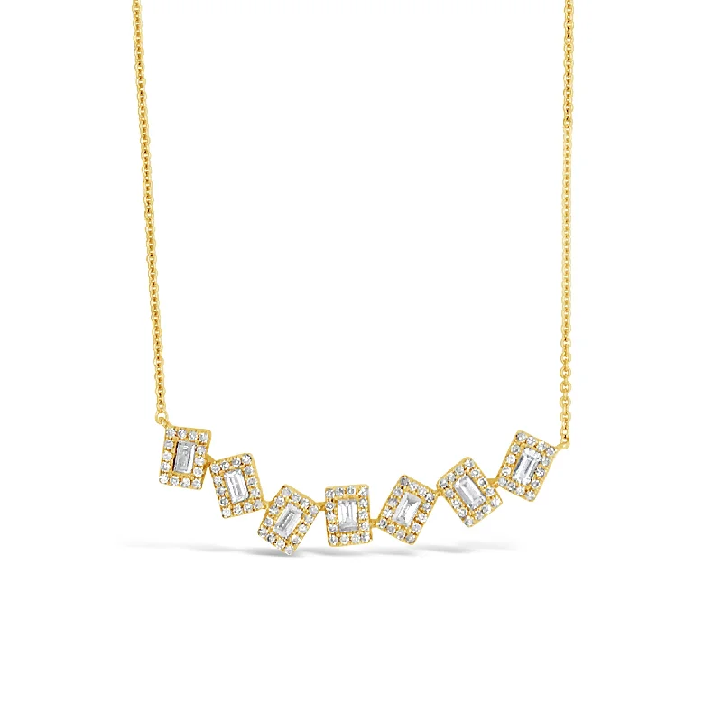 Diamond Baguette Staggered Bar Necklace