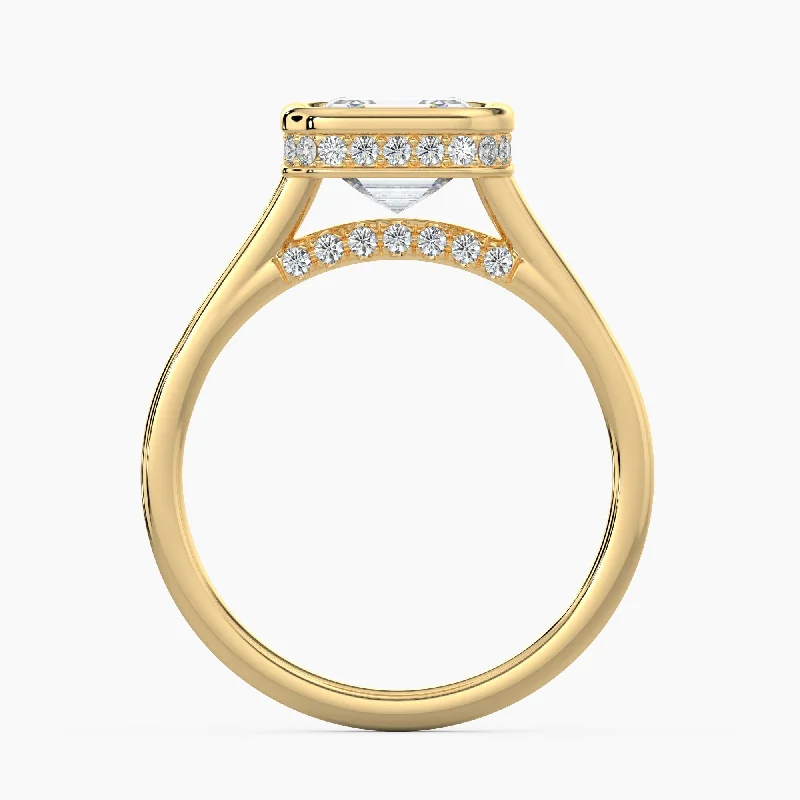 Auriya 14k Gold Lab Grown Asscher Diamond Bezel Unique Hidden Halo Engagement Ring 1.00 to 5.00 ct. tw. (F-G, VS)