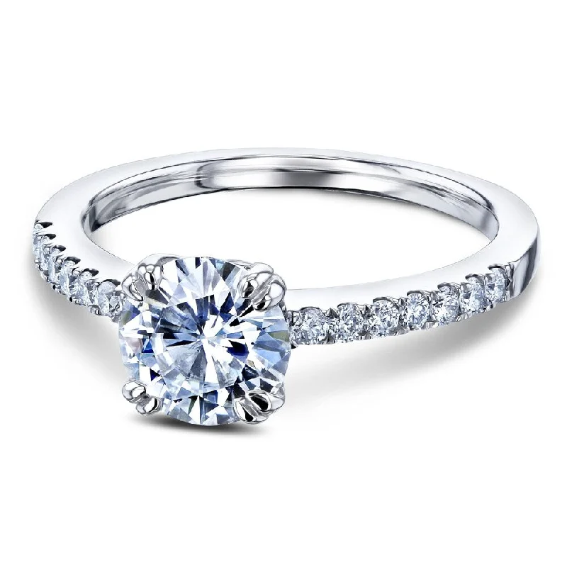 Annello by Kobelli 14k Gold 1-1/5ct.tw Double Prong Solitaire Moissanite and Side Stone Classic Engagement Ring