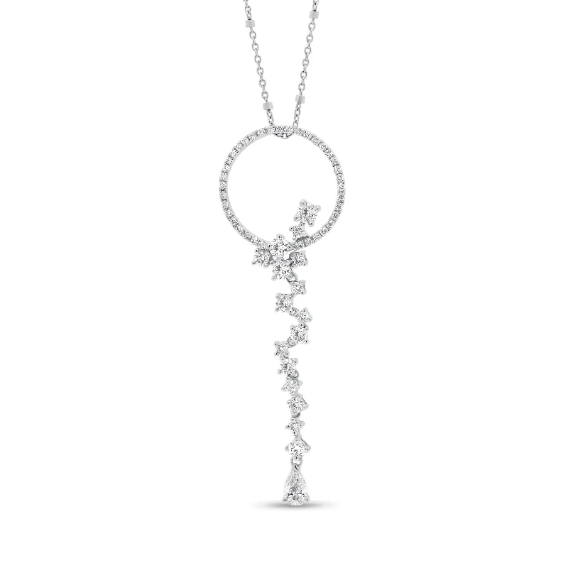 Diamond Open Circle Pendant with Diamond Drip