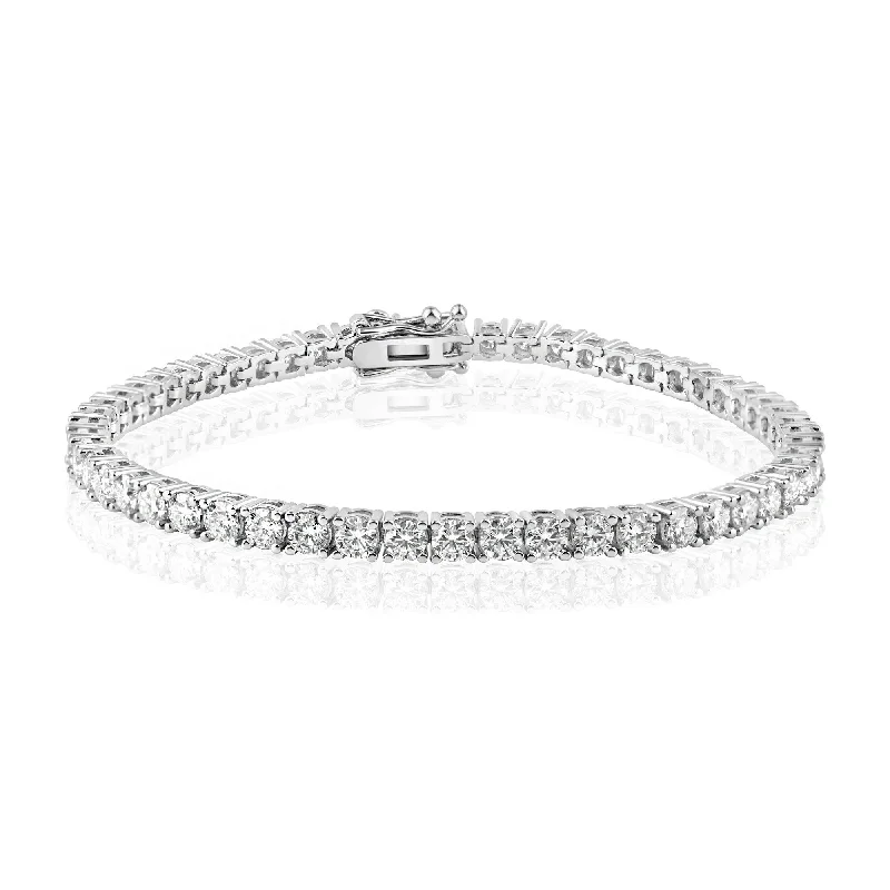 Rhodium Plated 925 Sterling Silver Moissanite Stone 3mm Tennis Bracelet - MBGB00001