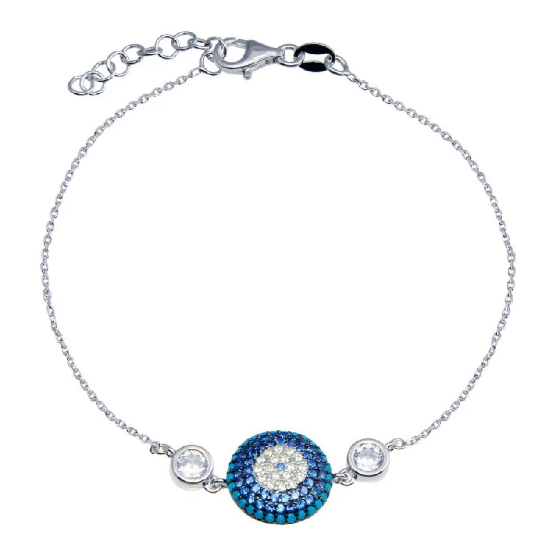 925 Sterling Silver CZ Evil Eye Bracelet - BGB00346