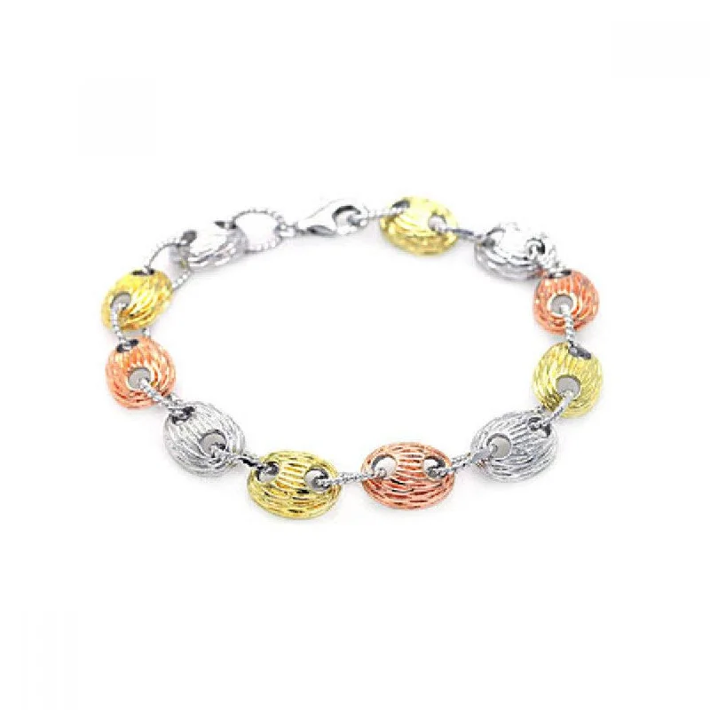 Clearance-Silver 925 Rhodium Plated Multicolor Round Bracelet - BGB00025