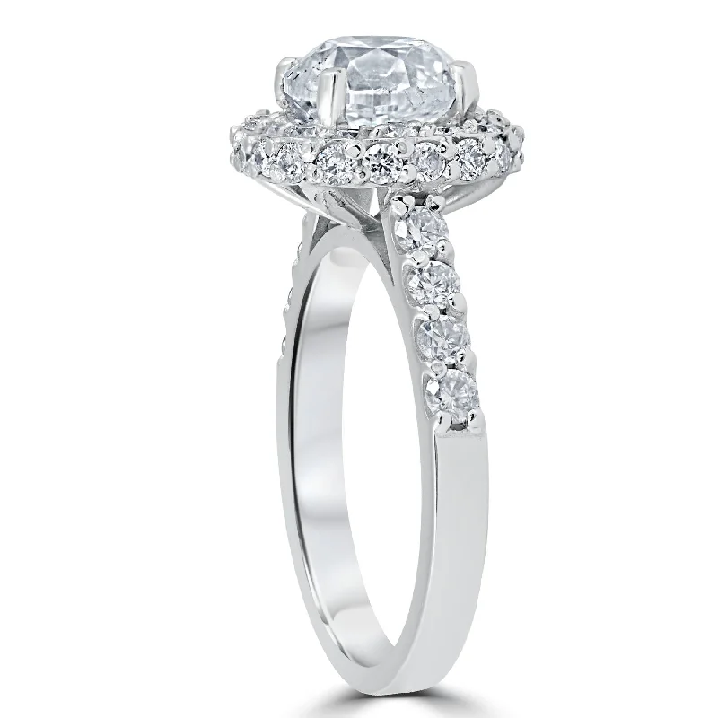 Certified 3 5/8ct Round DiamondEngagement Ring White Gold Lab Grown