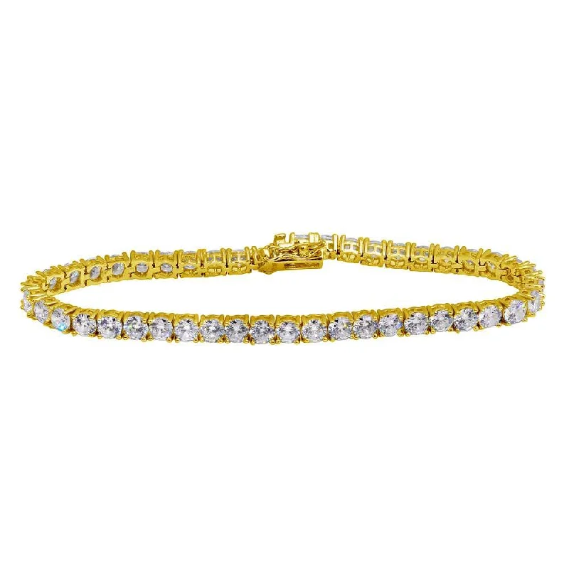 Gold Plated 925 Sterling Silver CZ Tennis Bracelet - STB00565GP