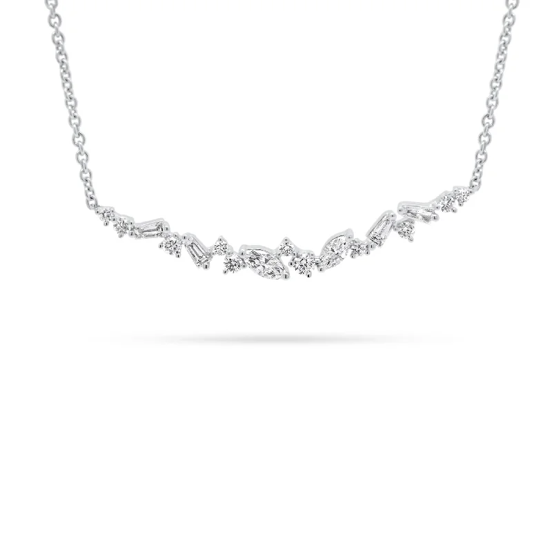 Mixed Cut Diamond Bar Necklace