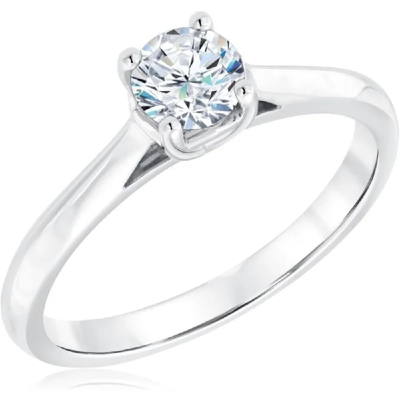 1/2Ct Round Diamond Solitaire Engagement Ring White Gold