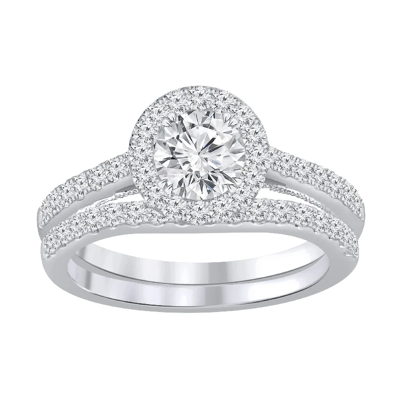 Auriya 1 3/4ctw Round Halo Diamond Engagement Ring Set 14k Gold