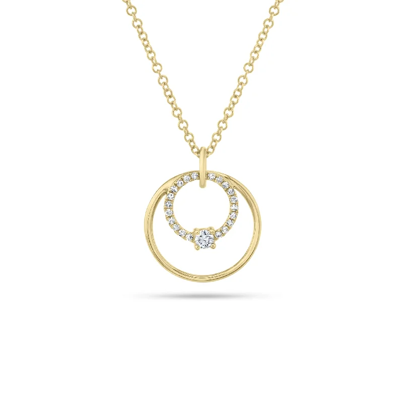 Diamond & Gold Open Circle Pendant