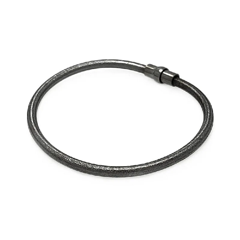 Clearance-Silver 925 Black Rhodium Plated Shiny Italian Bracelet - ITB00092BLK