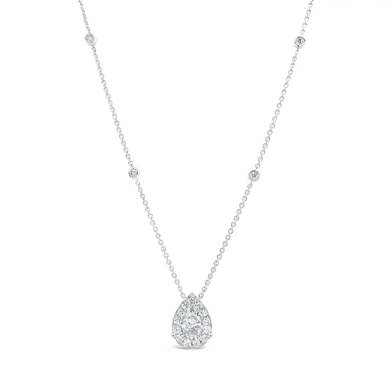 Diamond Pear Shape Necklace with Halo