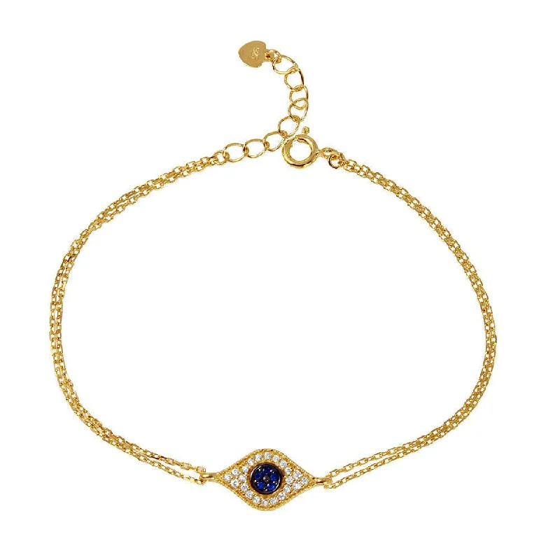 Silver 925 Gold Plated Evil Eye Bracelet - GMB00036B-S