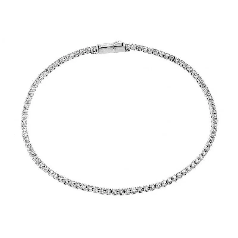 Silver 925 Rhodium Plated Multiple 1.7mm Circle Clear Tennis Micro Pave CZ Bracelet - GMB00009RH