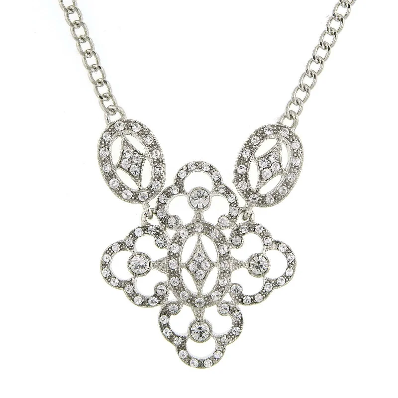 1928 Jewelry Multi Crystal Filigree Pendant Necklace 16" + 3" Extender