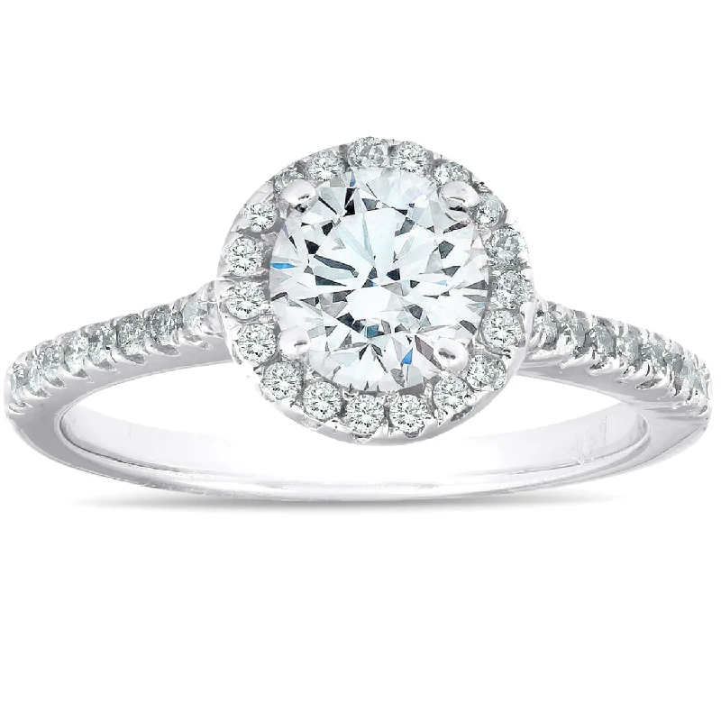 1 3/8ct Diamond Halo Engagement Ring White Gold