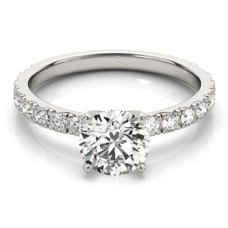 1 Ct Diamond Round Cut Engagement Ring Single Row White Gold