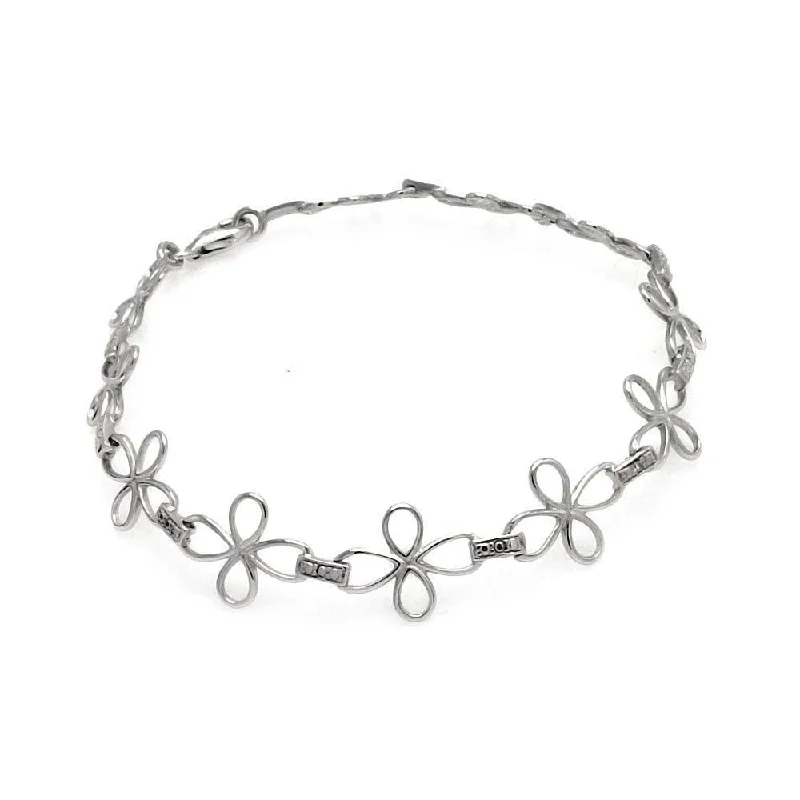 Silver 925 Rhodium Plated Open Cross Link Bracelet - STB00487