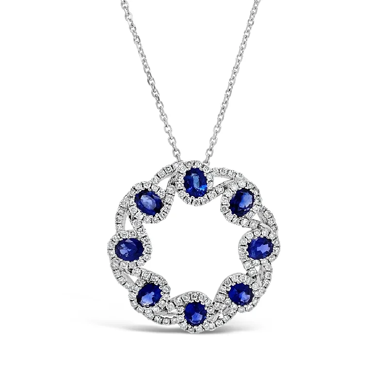 Sapphire & Diamond Woven Circle Pendant