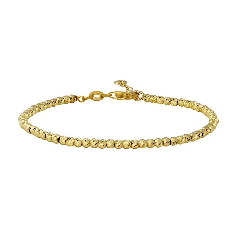 Clearance-Gold Plated 925 Sterling Silver Italian Bead Adjustable Bracelet - ITB00121GP