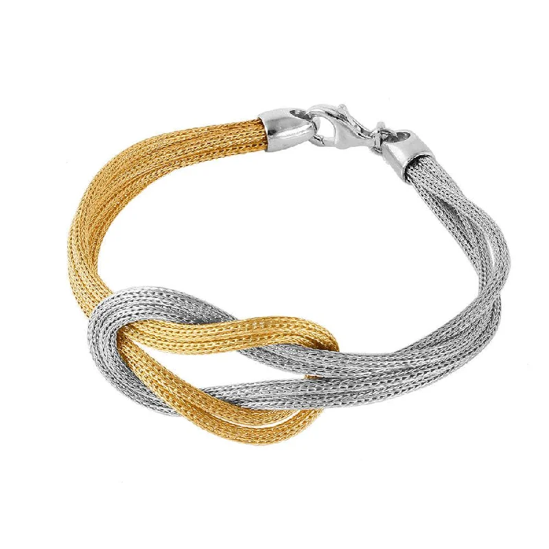 Clearance-Silver 925 Gold Plated Mesh Infinity Knot Italian Bracelet - JPB00023GP