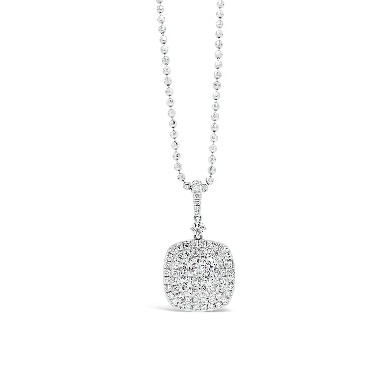 Diamond Square-Shaped Cluster Pendant Necklace