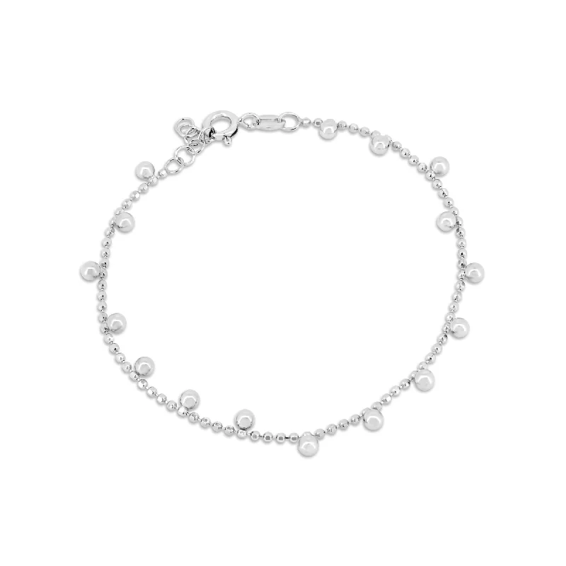 Rhodium Plated 925 Sterling Silver DC Bead  Bracelet - GCB00002-RH