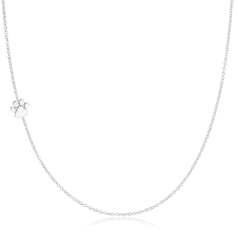 14K GOLD ASYMMETRICAL CHARM NECKLACE - Paw