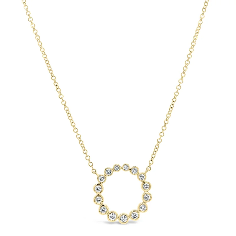 Bezel-Set Diamond Open Circle Pendant Necklace