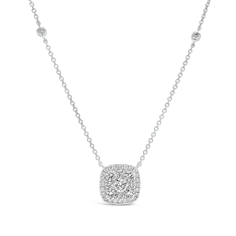 Diamond Cushion Pendant Necklace