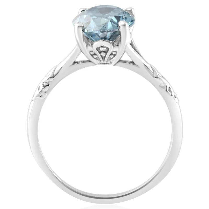 2Ct Oval Blue Diamond Solitaire Engagement Ring White Gold Lab Grown