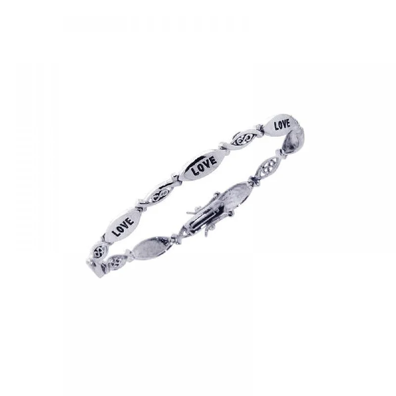 Clearance-Silver 925 Rhodium Plated Love Infinity Tennis Bracelet - STB00314