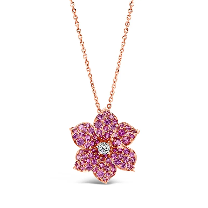 Pink Sapphire Flower Pendant