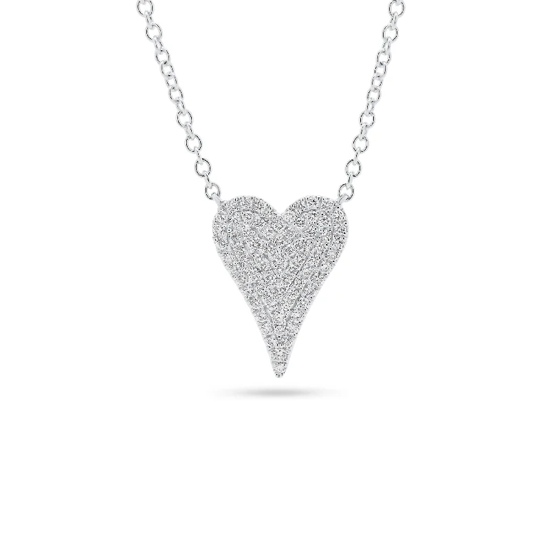 Pave Set Full-cut Diamond Small Heart Pendant Necklace