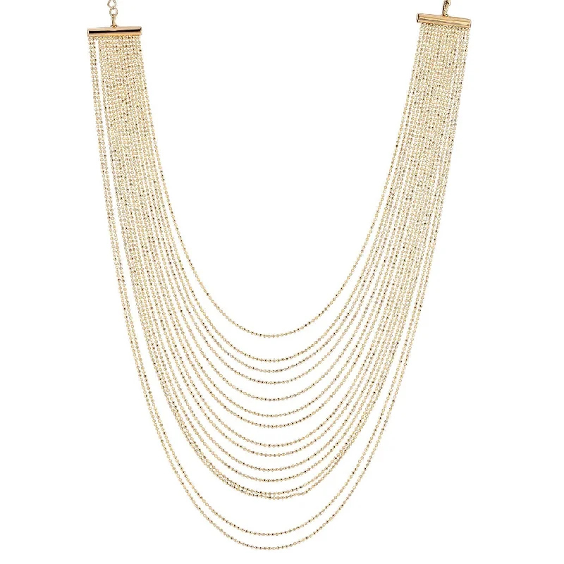 1928 Jewelry Gold Multi Strand Ball Chain Necklace 14.5" + 3" Extension